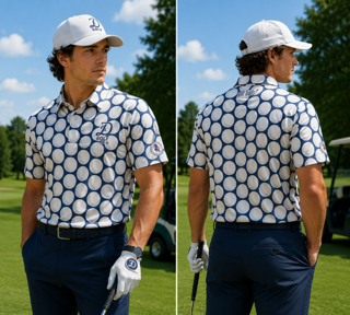 Blue / White Golf Ball Testicle Golf Polo